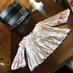 NEW American Eagle Outfitters White Blouse with Pink and Purple Paisley